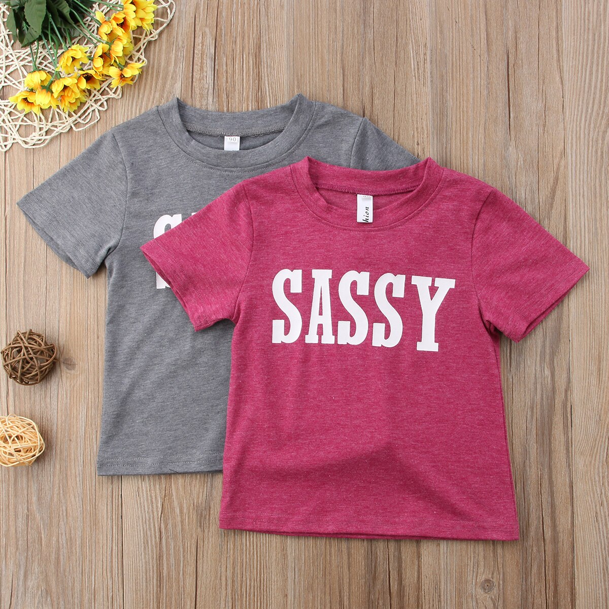 0-4Y Newborn Infant Toddler Kids Baby Boy Girl Clothes SASSY Print Summer Short Sleeve Tops T-shirt Sunsuit Tee Shirt Outfits