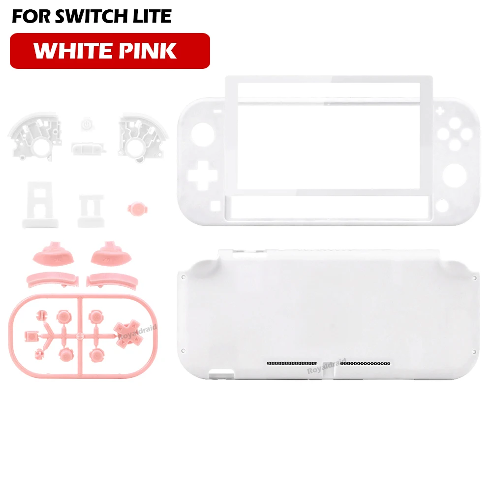 Para Switch Lite para consola de juegos NS LITE, carcasa de repuesto, botones y acceso de modificación de pantalla de película de vidrio templado: Rosa