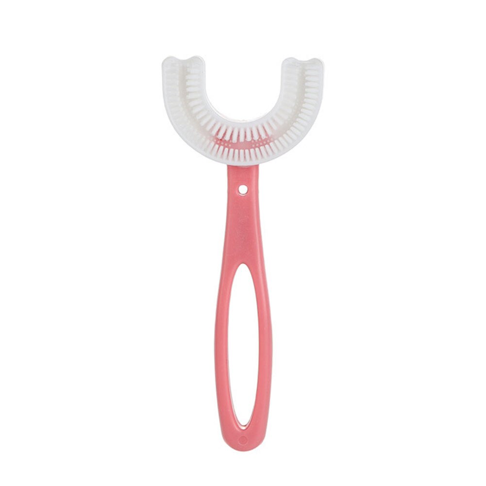 Kids Tandenborstel U-Vorm Zuigeling Tandenborstel Met Handvat Siliconen Oral Care Borstel Voor Peuters Leeftijden 2-12: Rose M (6-12 years)