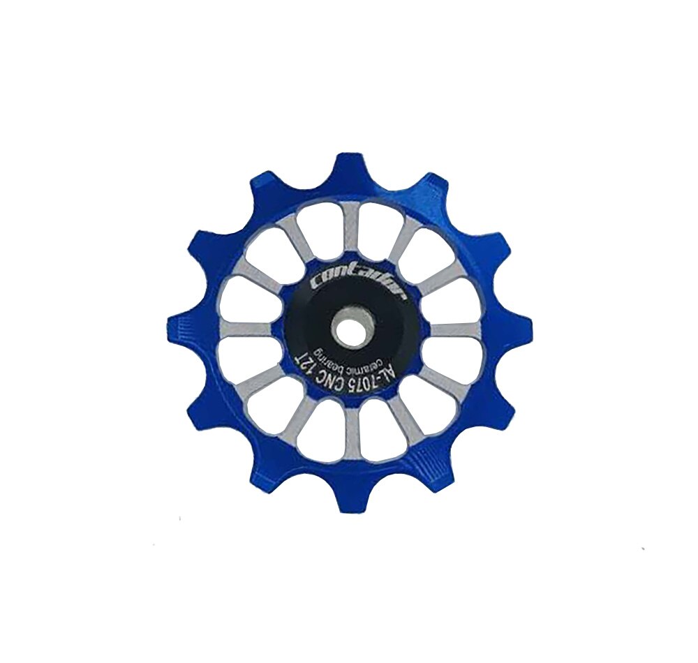 Bicycle rear derailleur ceramic guide wheel 11T / 12T / 13T / 18T ceramic bearing guide wheel variable speed tensioner: Blue  12T