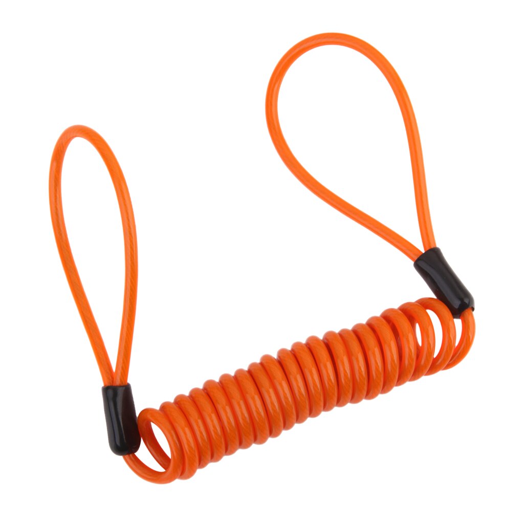 Safety Lanyard Spring Coil Wire Rope Disc Brake Lock Reminder Cable -Orange