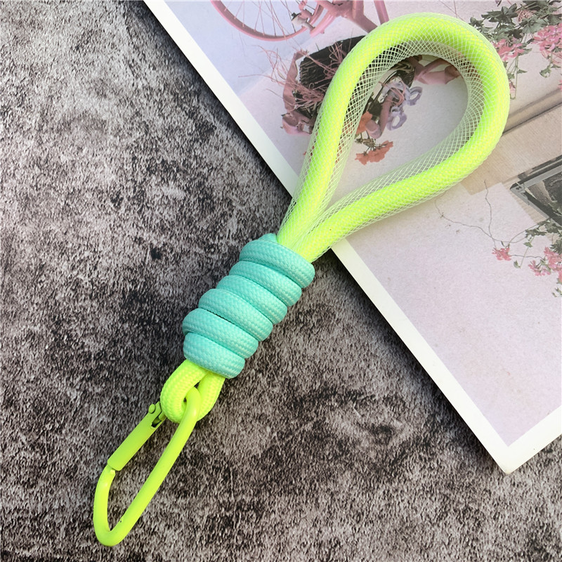Lanyard Leuchtstoff Farbe Phone Strap Mesh Landyard für Taschen Geflochtene Streifen Keycord Hängen Hosen Zubehör Keychain: green blue