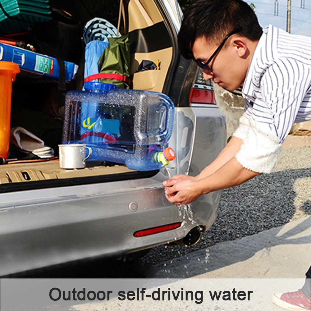 25L Square Car Bucket Thickened With Faucet Self-Driving Car Portable Bucket Outdoor Camping Water Carrier Storage Container