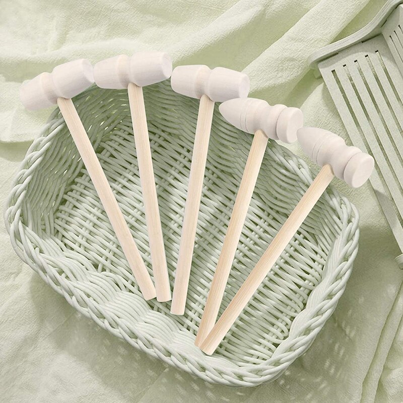 20 Pcs Mini Houten Hamers Krab Kreeft Hamers Hardhout Mallet Beukende Speelgoed Schelpdieren Hamer Zeevruchten Hamer Chocolade