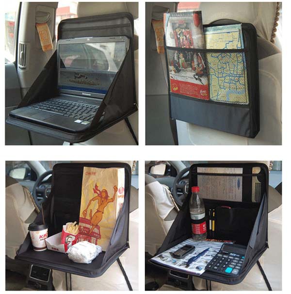 Araba arka koltuk dizüstü bilgisayar tutucu masa gıda çalışma masası organizatör Laptop standı araba saklama torbaları araba malzemeleri
