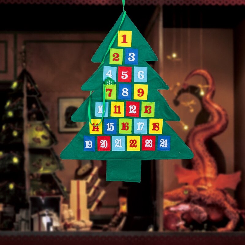 Non-woven Christmas Tree Hanging Advent Calendars 24 Days Countdown To Christmas For Home Office Party Decoration Kerst Kalender