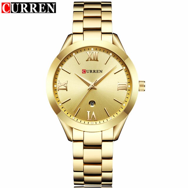 Curren casual dameshorloges dames stalen dames armband horloges damesklok relogio feminino montre femme 9007: Goud