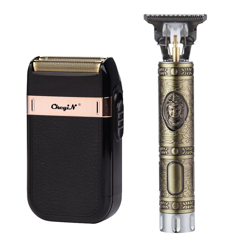 Barbeiro profissional máquina de cortar cabelo elétrico recarregável t-outliner acabamento máquina de corte aparador barba barbeador sem fio com fio: A9