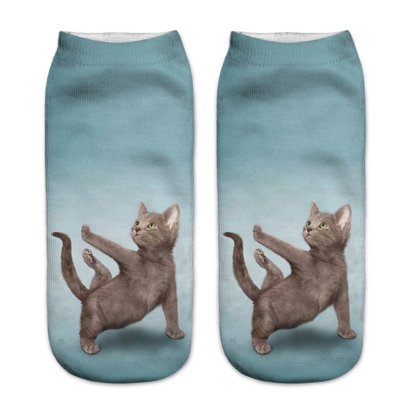 Kids Socks 3D Printing Cute Animal Cat Boys Girls Socks Low Ankle Funny Sock for Children 8-16Years: 16