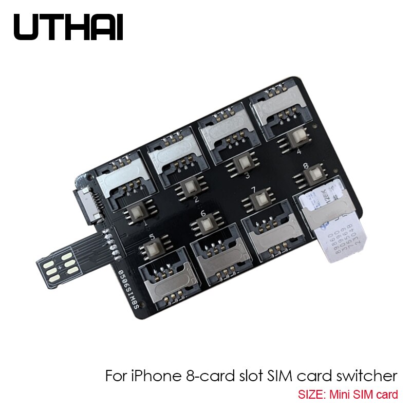 UTHAI T13 12-Card Slot SIM Card Adapter Multi SIM Card Reader For iPhone Android Mini SIM Nano Sim Card Free Restart Switcher: T13-iphone-8