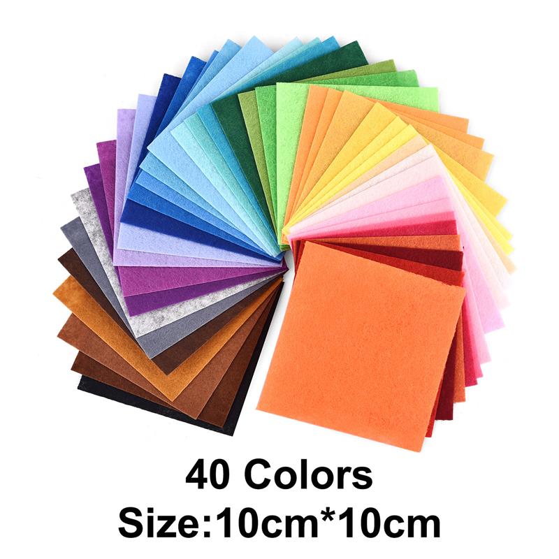 10/40 Stücke Vlies Handarbeiten Filz Stoff 10 cm Patchwork Tuch Bündel für freundlicher Scrapbooking Puppe NäHenne Handwerk DIY Quilten blatt: Licht Grau
