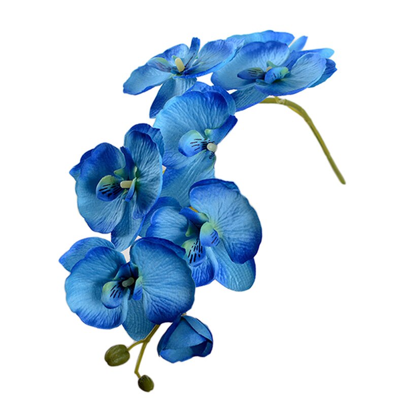Hjem bryllup dekoration orkidé kunstige blomster diy kunstige sommerfugl orkidé silke blomster buket phalaenopsis  p10: Blå