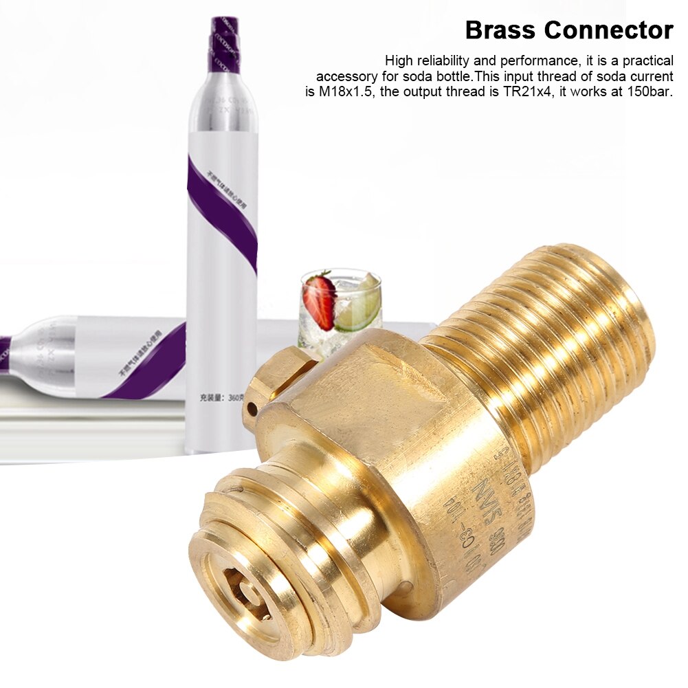 Messing Adapter M18x1.5 TR21x4 Soda Messing Draad CO2 Connector Adapter Valve Tank Refill Accessoires