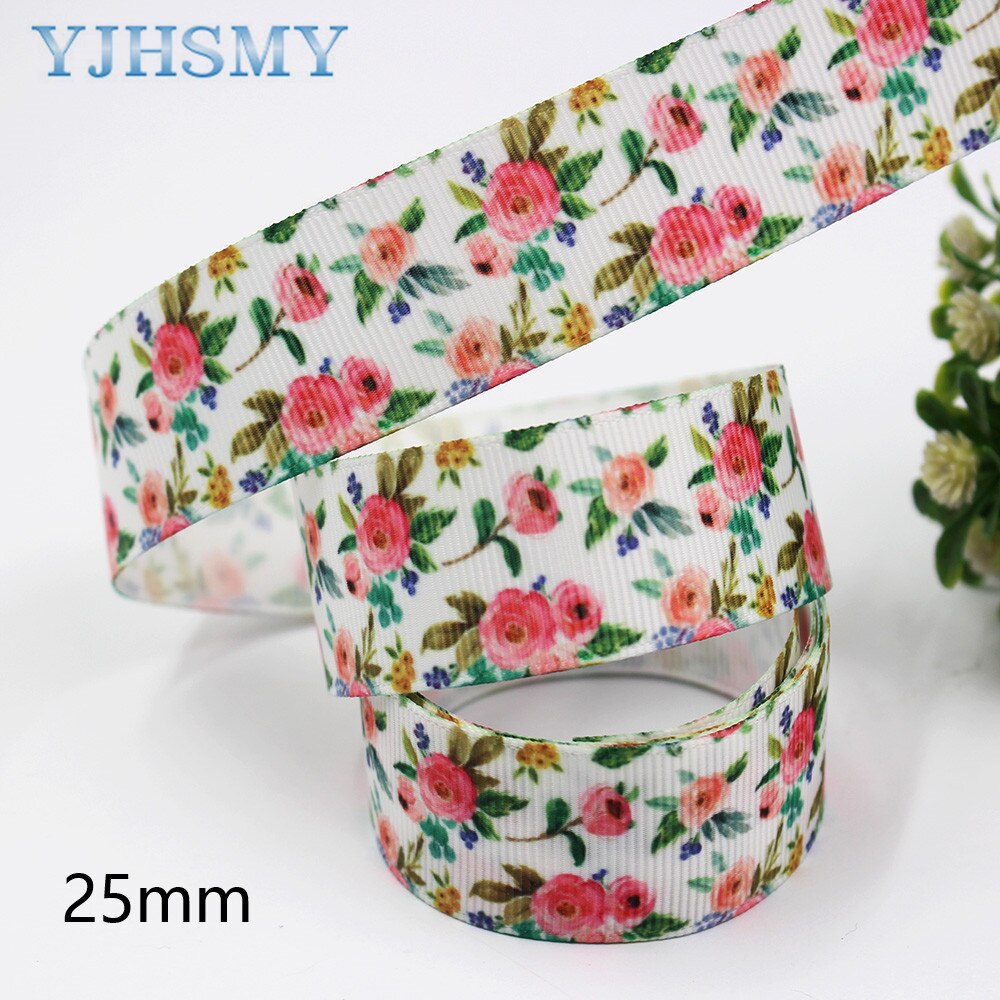 Cinta con estampado de flores de 1 pulgada, accesorios para el cabello hechos a mano, 5 yardas, Material, decoración de lazo, L-20716-675: L-20716-677