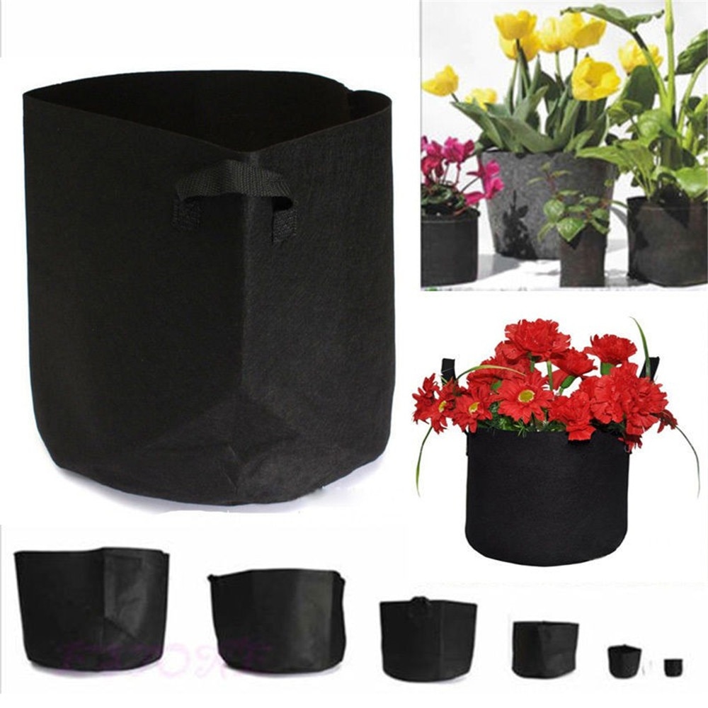 6 størrelser sort tykkelse stof pottepose rodbeholder vokse taske værktøjer haven potter planter