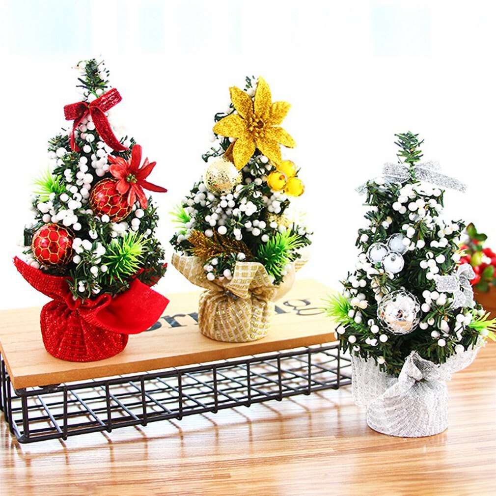 20Cm Mini Kunstmatige Kerstboom Doek Stof Pvc Handwerk Kerstversiering Home Office Tafel Top Xmas Boom Decoratie
