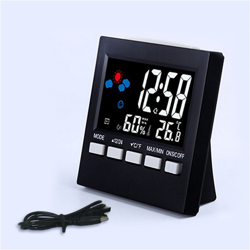 Controllo vocale LED Digital Alarm Clock di Ricarica USB LCD Display Scrivania Termometro Calendario Allarme Orologio Luce di Notte Complementi Arredo Casa: withUSB9.2x3.9x9.2cm
