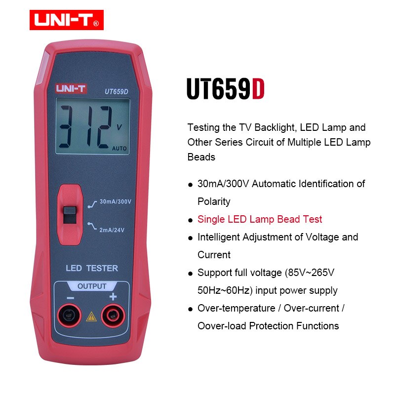Probador LED UNI-T UT659A UT659D, retroiluminación de TV LCD, barra de luz, tubo de inspección y mantenimiento, mesa, lámpara LED, serie de pruebas de circuito: UT659D