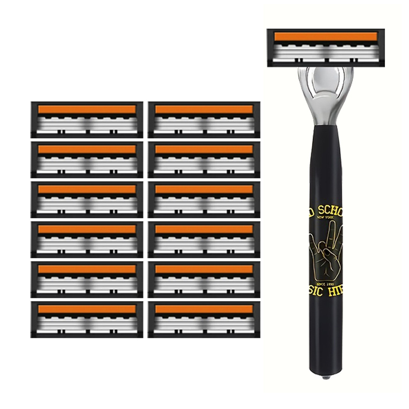 Lames de rasage pour hommes lame à trois couches rasoir de barbier rasoir de sécurité réutilisable lame importée lames de changement de tête multi-outils: Argent