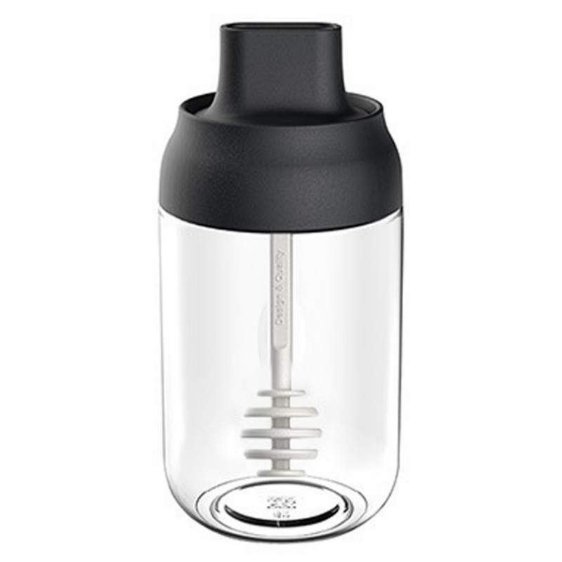 Köksglas transparent kryddflaska salt kryddburk med sked honung fuktsäker burk: B2