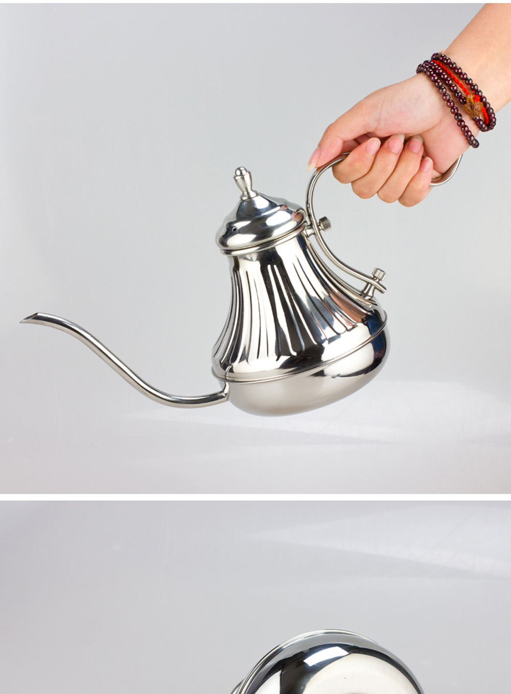 Stainless Steel Coffee Pot Europe Style Hand Royal Court Ketle Long Thin Mouth Coffee Maker 420ML