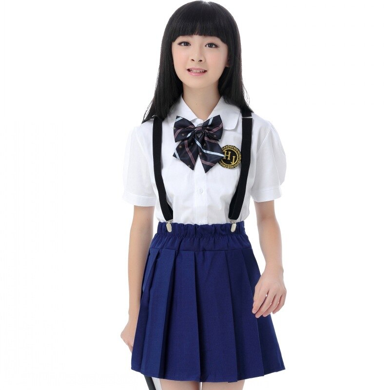 Flickor japansk skoluniform 4 st student skoldräkt primär tonåring sjöman college vindband uniform kvinnlig plus storlek d -0298: L