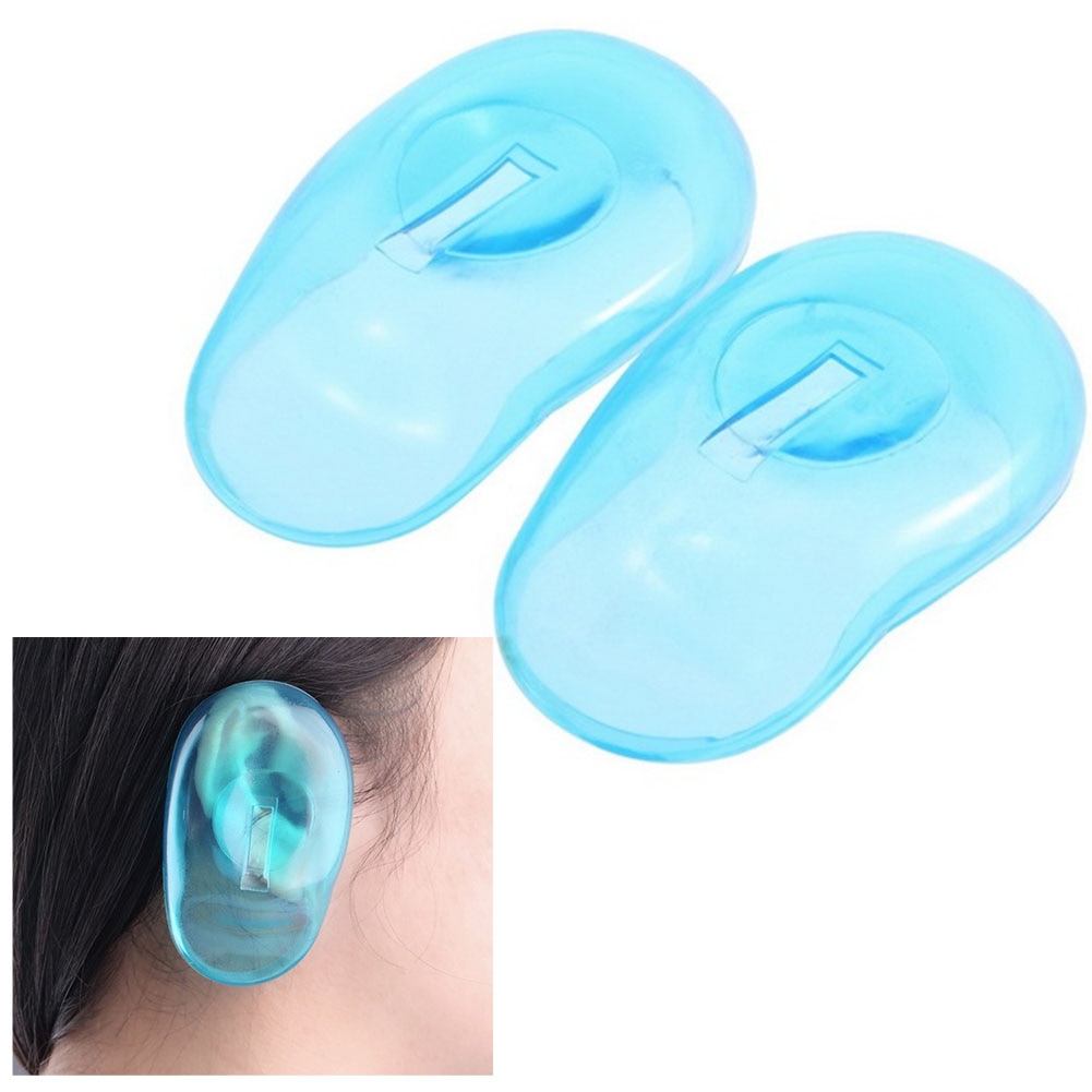 2 stk ørebeskyttere salon hårfarve gennemsigtig blå silikone ørebetræk skjold barberbutik anti farvning ørepuder beskytte ører mod farvestof