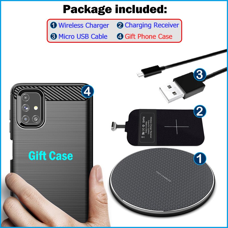 Draadloos Opladen Voor Samsung Galaxy M51 6.7 ''M515F Draadloze Oplader Pad Nillkin Qi Ontvanger Type-C Opladen Adapter Case: Wireless Charger Kit