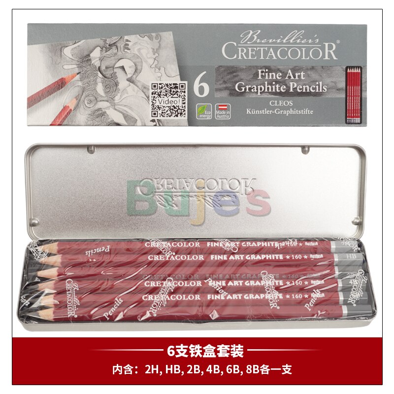 Conjunto de lápices de grafito Cretacolor, suministros de arte , , serie CLEOS, 6/12/24 Uds.: 6 pcs