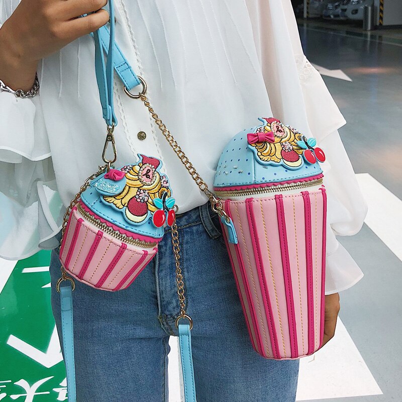 Zoete dame mini bucket bag zomer pu leren dames handtas travelchain schoudertas