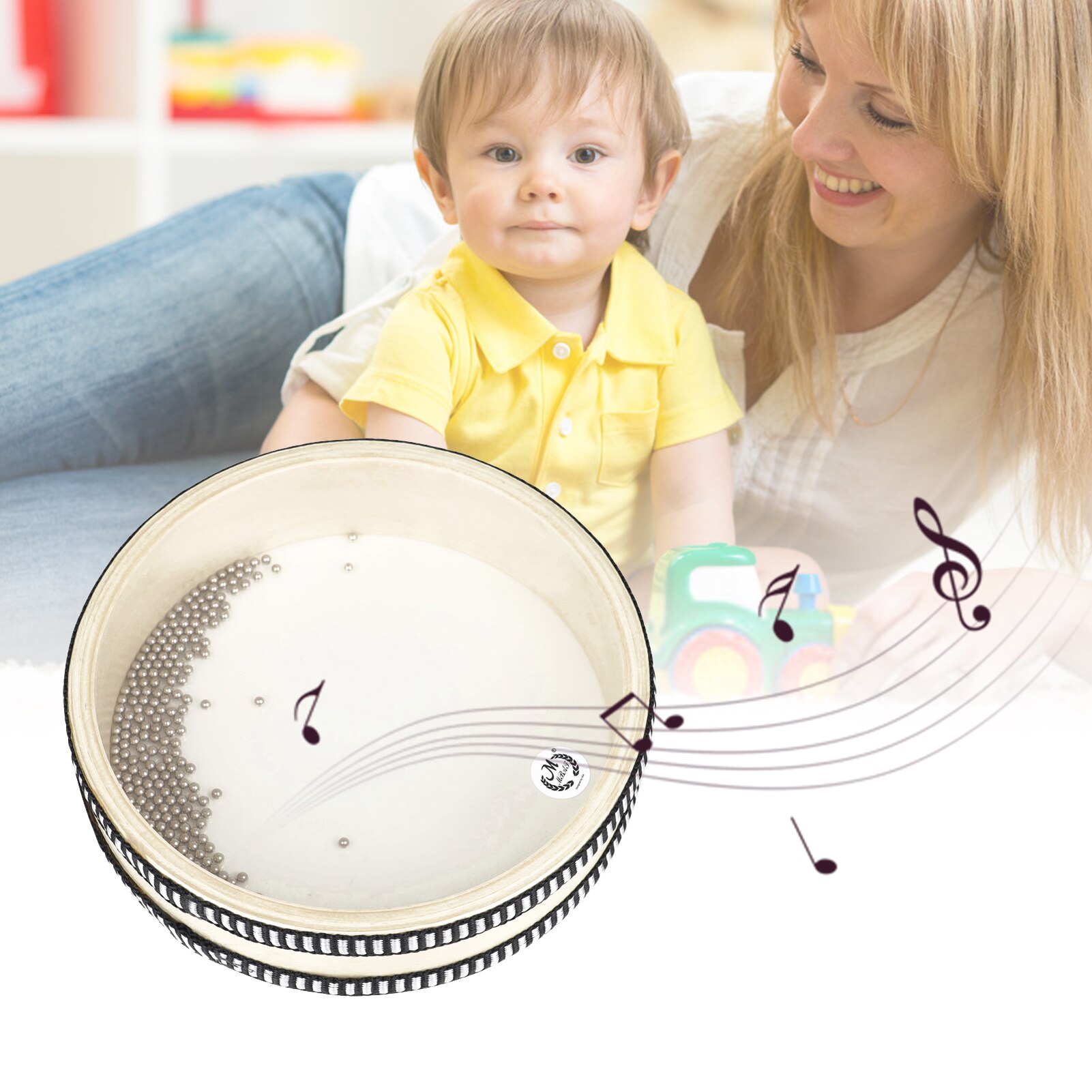 Transparent Wave Drum Natural Color Ocean Drum Early Educational 6-inch