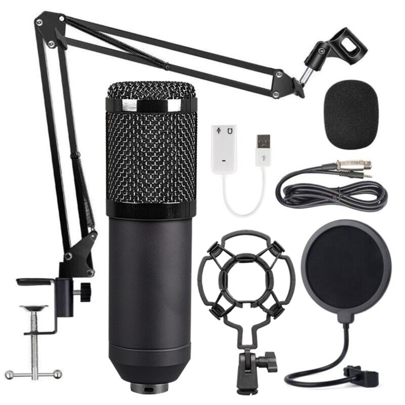 Condenser Microphone Bundle BM-800 Mic Set for Stu dio Recording & Brocasting Microphone Kit for Pc Computer: Black