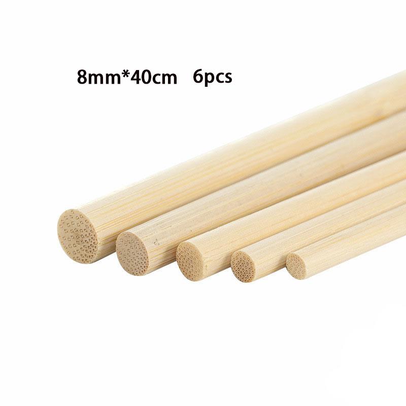 Palos redondos de bambú de madera de 3-8mm, manualidades hechas a mano, Material de palitos de madera pequeños para suministros de carpintería: Gris claro