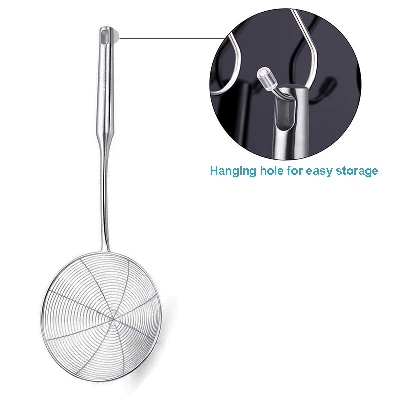 Premium 304 Stainless Steel Spider Mesh Strainer &amp; Colander Ladle Skimmer Cooking Tool Kitchenware Heat-resistant