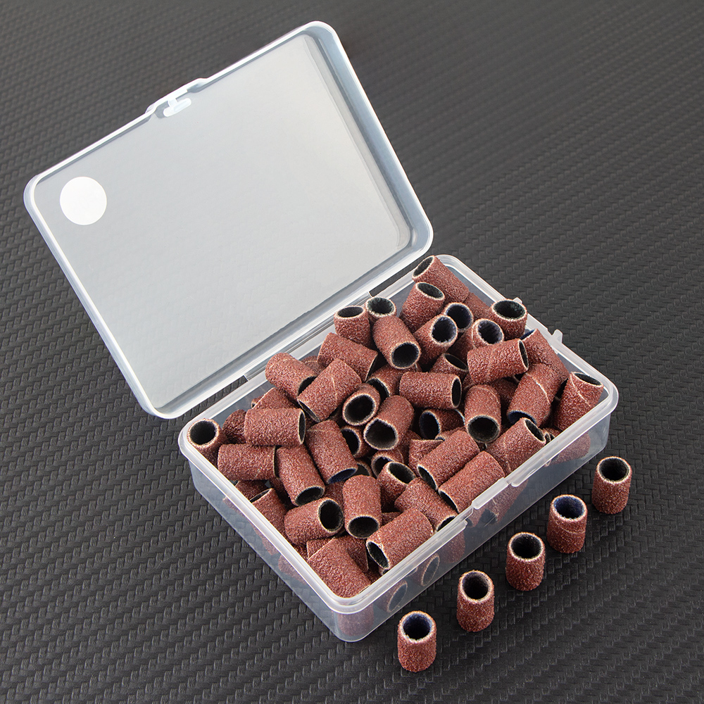 100 Uds. Brocas para uñas, bandas de lijado para máquina eléctrica, lima, amoladora, lijadora, juego de bandas para uñas acrílicas, herramientas de eliminación de Gel: Verde militar