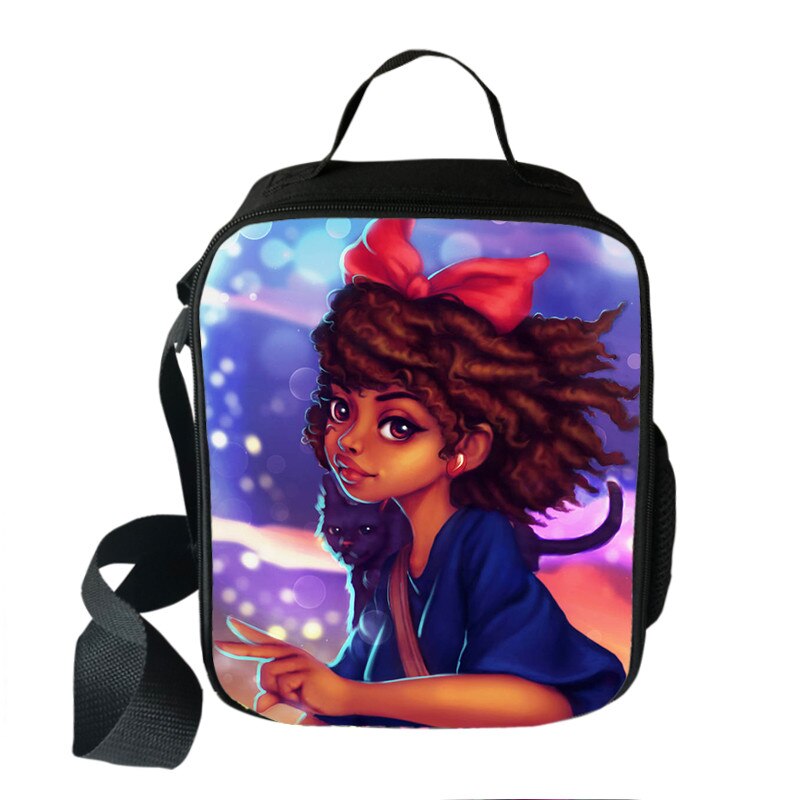 Afro boys girls print insulated lunch bag for kids black lives matter food cooler lunch box American Africa BLM Portable Bag: wcbafro34