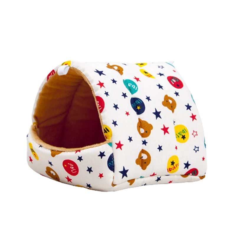 Soveseng hængekøje til hamster egern sugar glider små dyr kæledyr blødt bomuldsfleece hængehus til marsvinebure: Stjerne bjørn / S 8 x 8cm