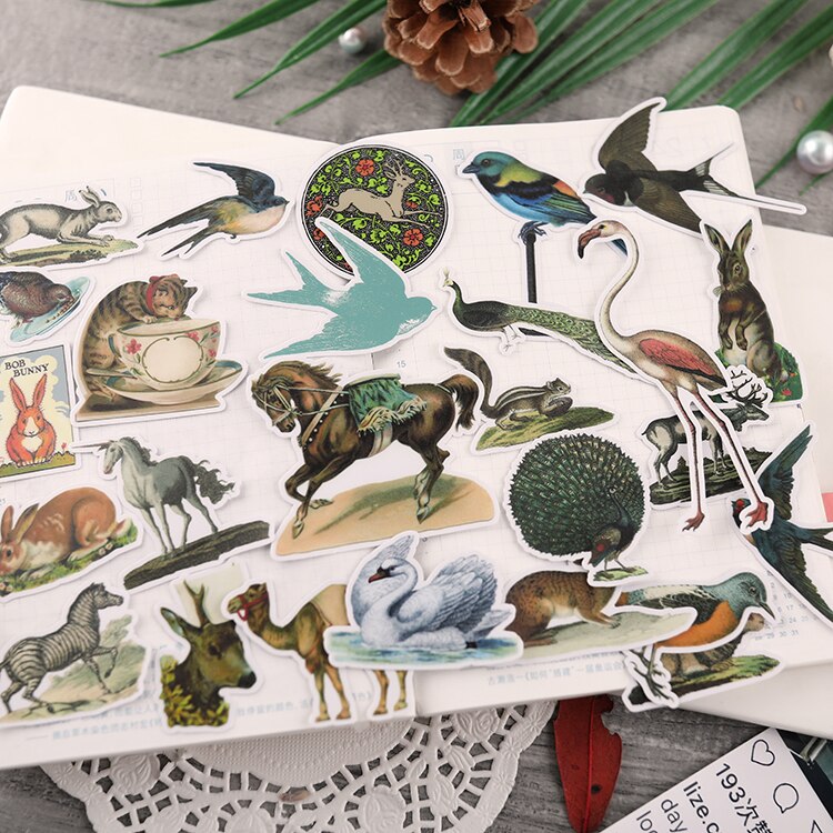 10pcs Watercolor Animal Zoo Stickers – Multi-Color, For Scrapbooking, Journaling, DIY Crafts