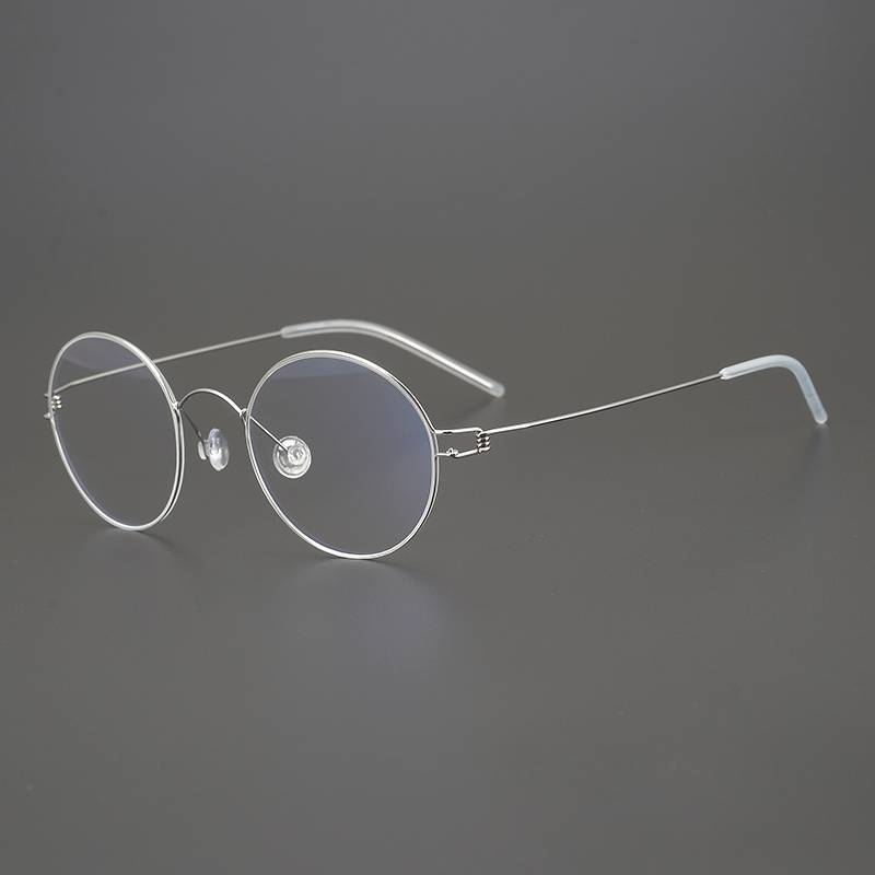 danesa, montura de gafas redonda pequeña sin tornillos para hombres y mujeres, gafas de titanio, monturas de borde de aire, gafas ultraligeras: Blanco
