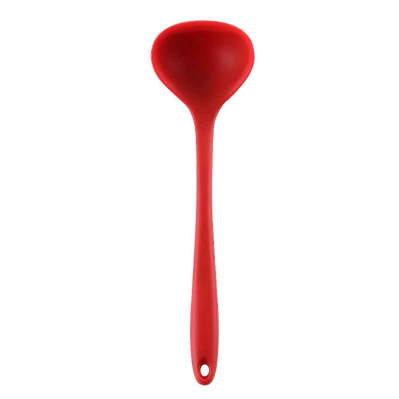 Silicone Spatula Turner Slotted spoon Ladle Spoon Spoon Spatula Spooula Spatula Basting brush Food Tongs Silicone Kitchenware: Red Ladle