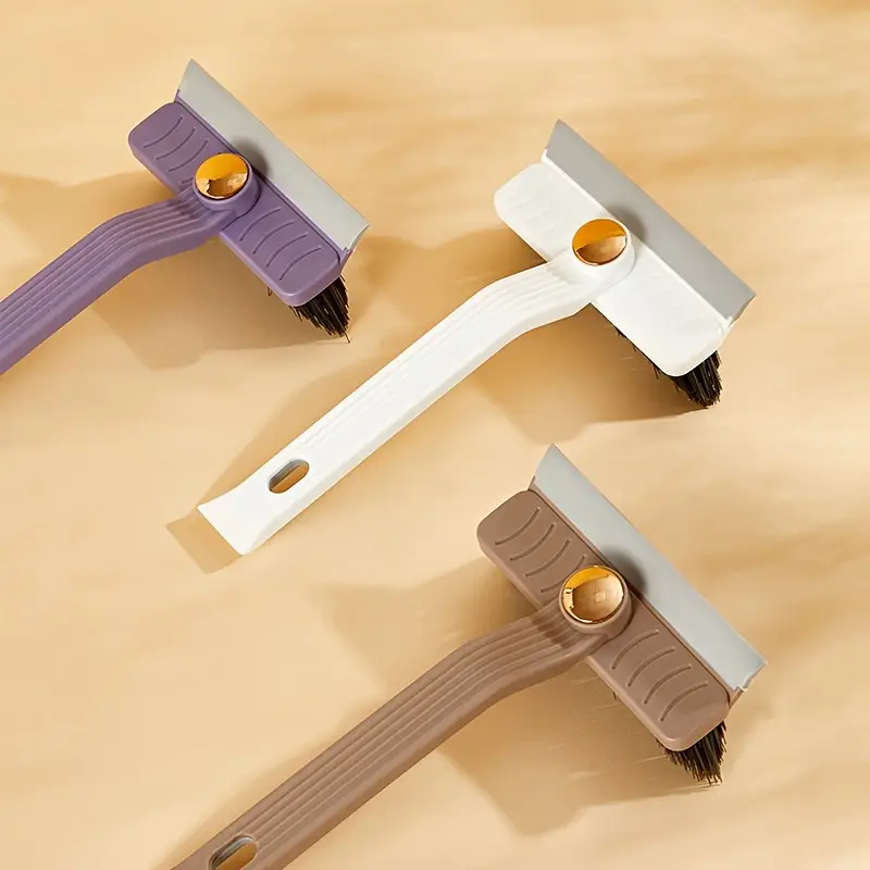 4 en 1 360 ° Depurador giratorio de cerdas duras, cepillo multiusos para limpieza de azulejos con raspador de Clip para suelos de baño y cocina