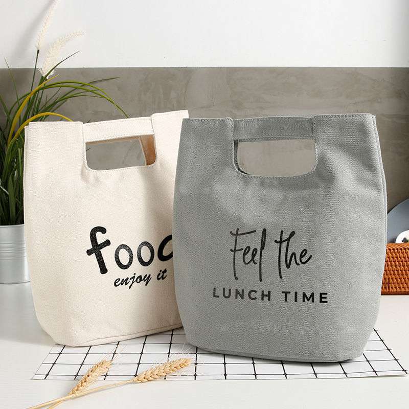 Canvas Portable Lunch Bag Food Storage Bags Japanese Style Bento Box Outdoor Accessories Insulated Cold Print
