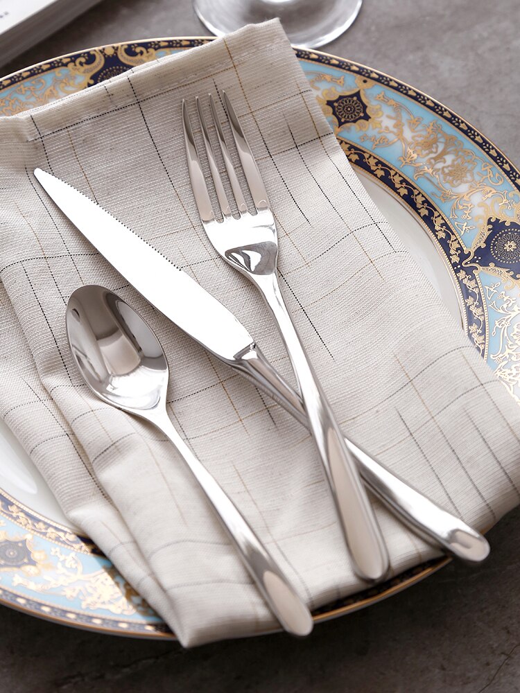 Thicken Metal Cutlery Set Modern Eco Friendly Products Stainless Steel Dinnerware Set Geschirr Set Wedding Decoration EC50CJ