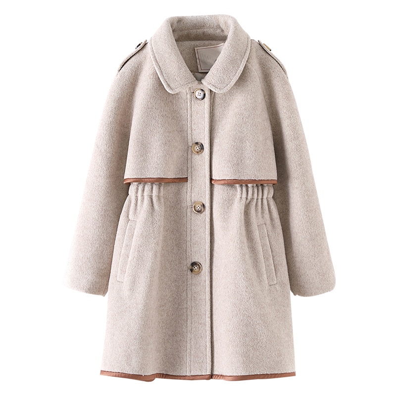 Baby jenter vinter lang frakk barn ull polstret varme strøk legg til bomull barn outfis klær 4 12y jenteklær