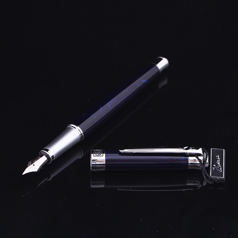 Picasso 903 Sweden Flower King Fountain Pen Iridium Fine Nib, Multi-Color Optional Office Business School Writing Pen: Blue Texture Flower