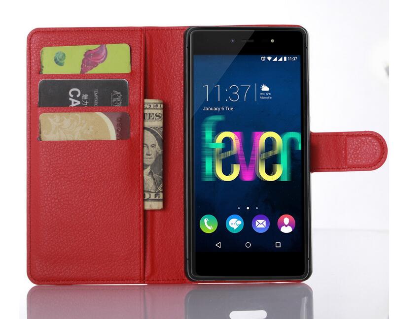 Fundas de seguridad de lujo Coque para Wiko Fever 4G funda de teléfono con soporte Cartera de cuero bolsas de tapa abatible piel para Wiko Fever 4G Guard: Red