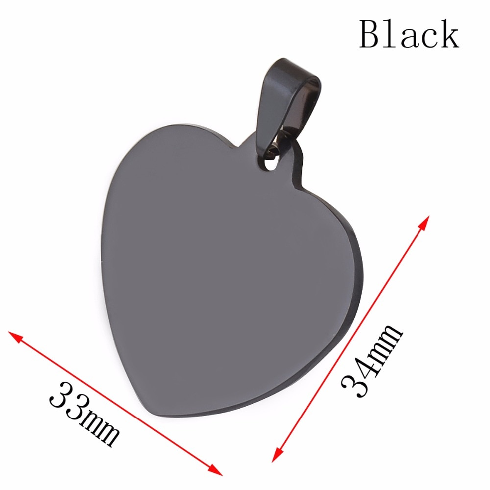 10 stücke 33x34mm Herz 4 Farben Unisex Edelstahl Stanzen Blank ID Hundemarke Anhänger Halskette schmuck Erkenntnisse