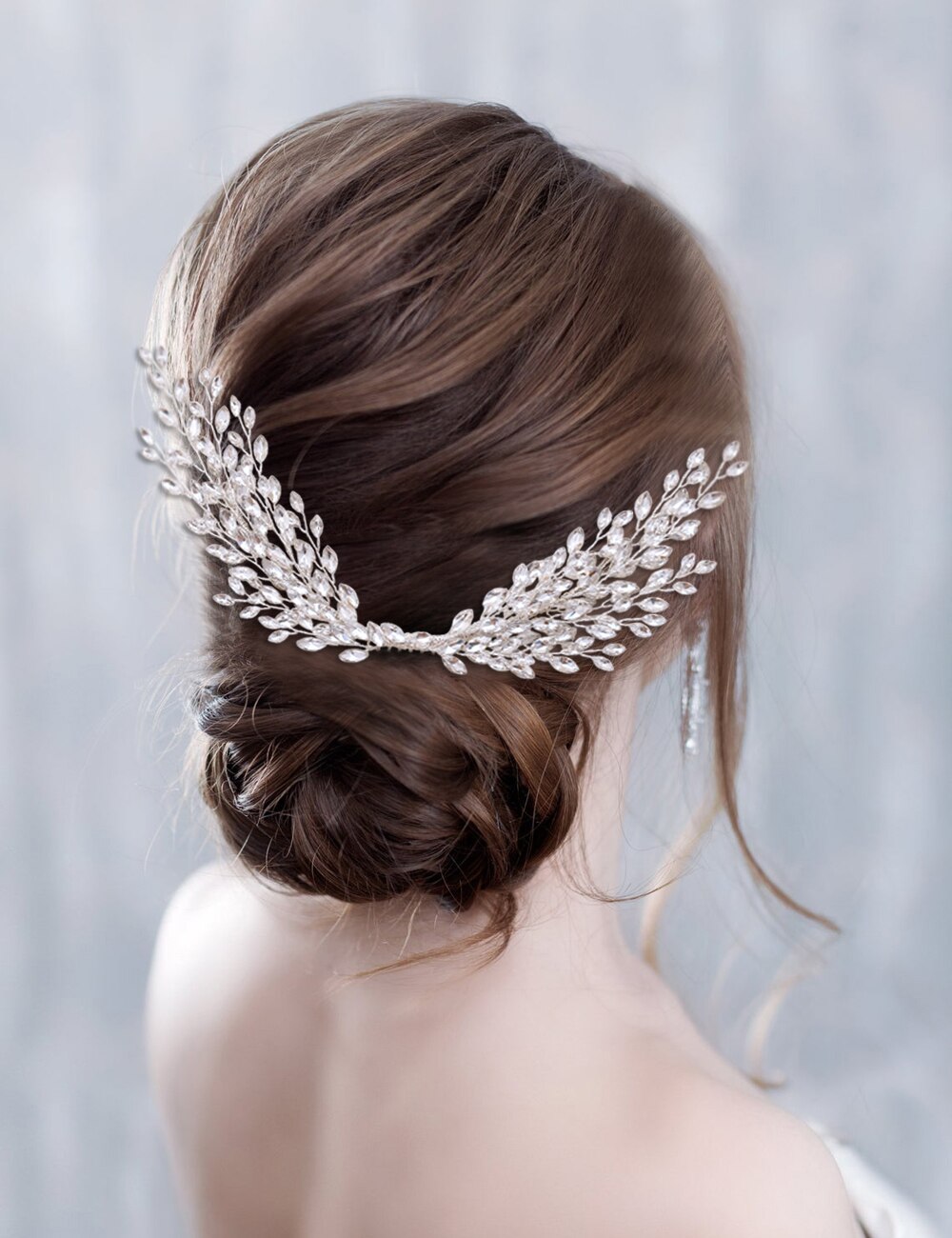 Fermaglio Per Capelli Da Sposa Con Fiore E Strass - Pettine Argentato, Per Occasioni Speciali