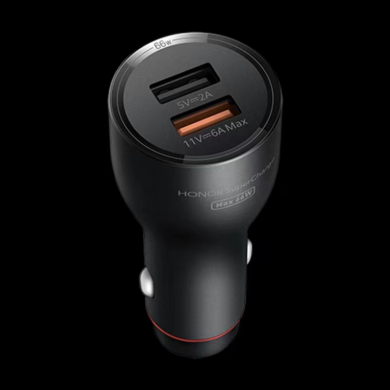 Cargador de coche Honor SuperCharge 66W Max Dual USB QC2.0 FCP SCP carga rápida compatibilidad Universal con Cable tipo c 6A