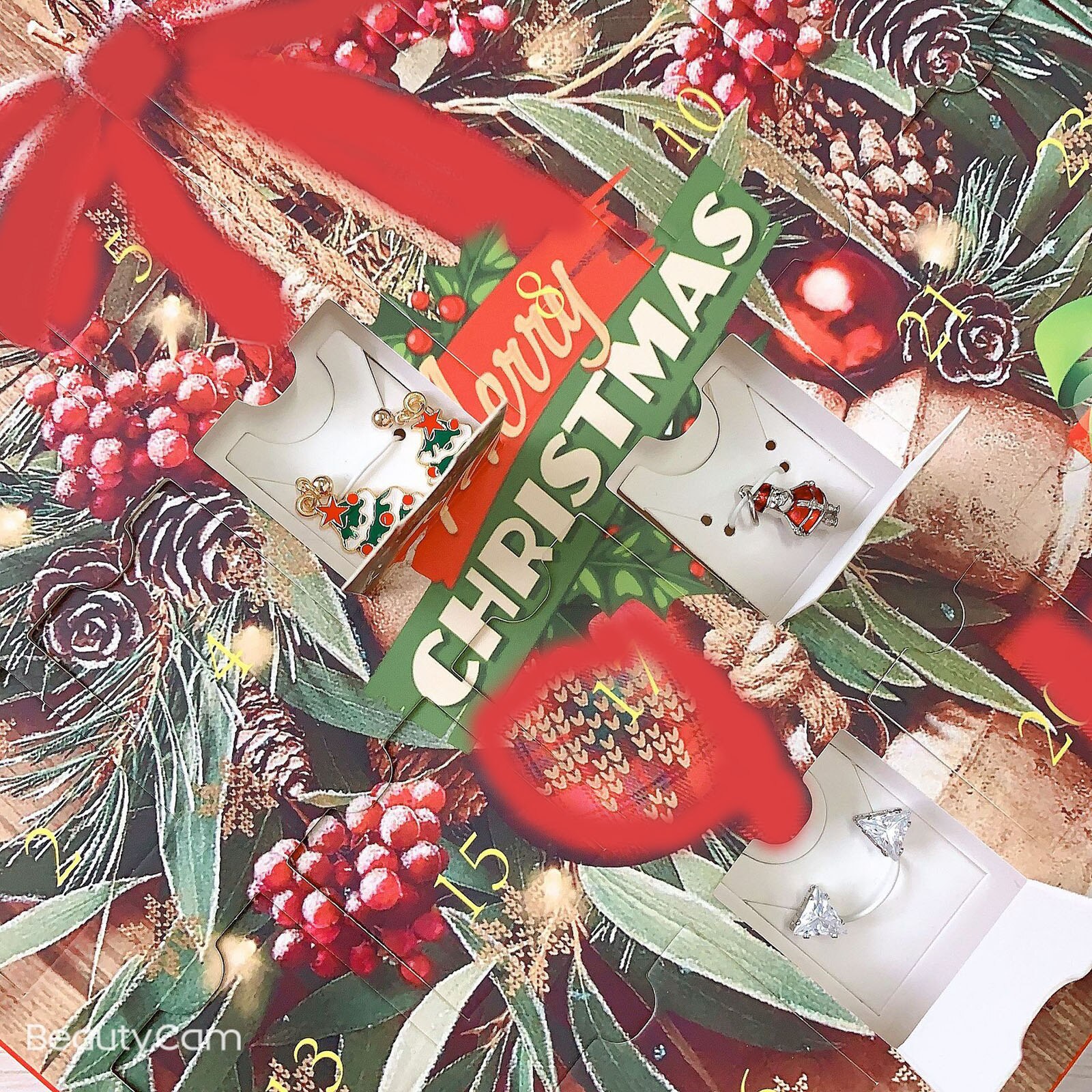 Jul adventskalender jenter smykker charms halskjede øredobber diy julepynt dekor best for jenter